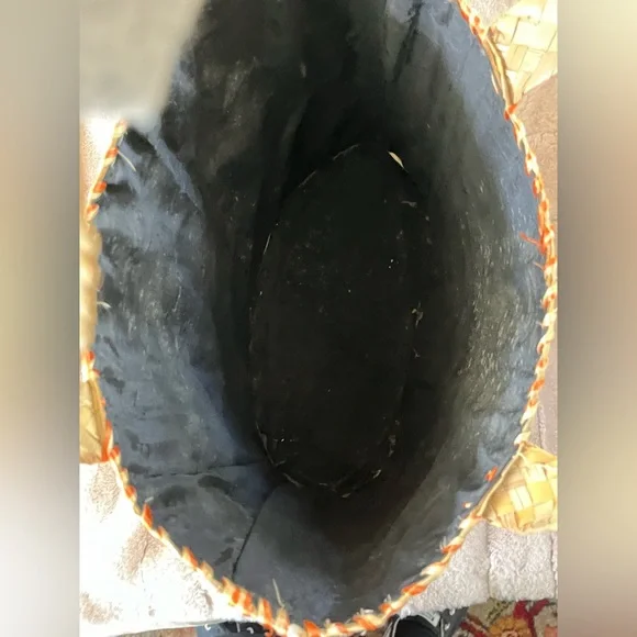 Vintage MCM Bahamian Straw Raffia Lined Tote Bag With Flowers - Picture 9 of 9